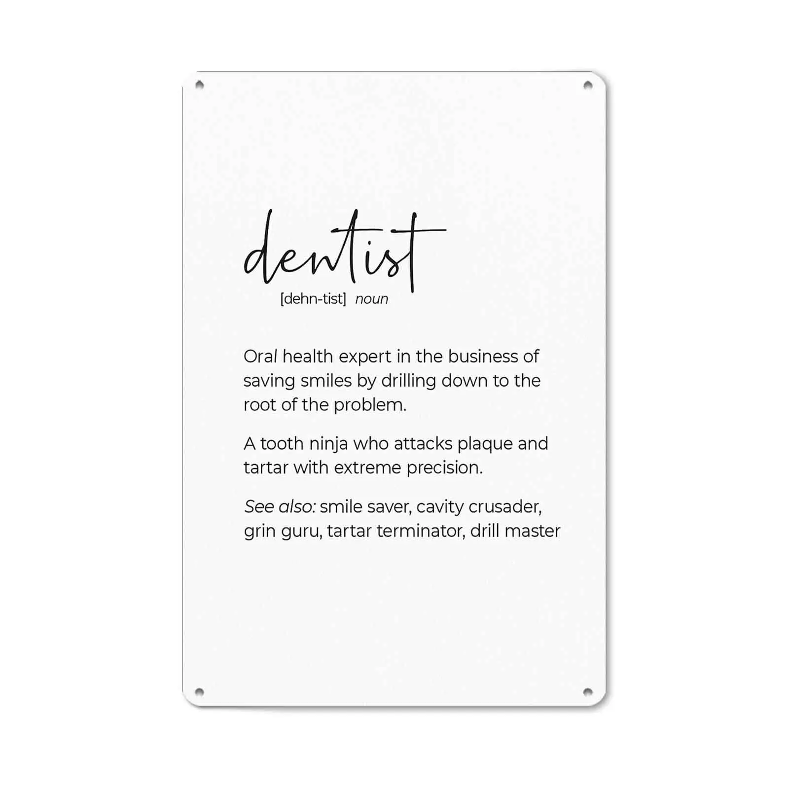 8x12 In Retro Funny Aluminum Dental Definitions Wall Sign - Home Decor Plaque for Man Cave, Dentist Office - Ideal Dental Gift