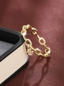 Hand Chain Design Ring, Artificial Zircon Decorated Ring for Women, Casual Jewelry for Party, Daily Clothing Decor, Exquisite Jewelry for Birthday Gift, Adjustable Rings