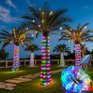 Solar Rope Light 33FT IP65 Weatherproof Outdoor LED Copper String Light 100 LEDs 8 Modes for Christmas Party Garden Porch Yard Home Wedding Vacation New Year Decorations Decorative