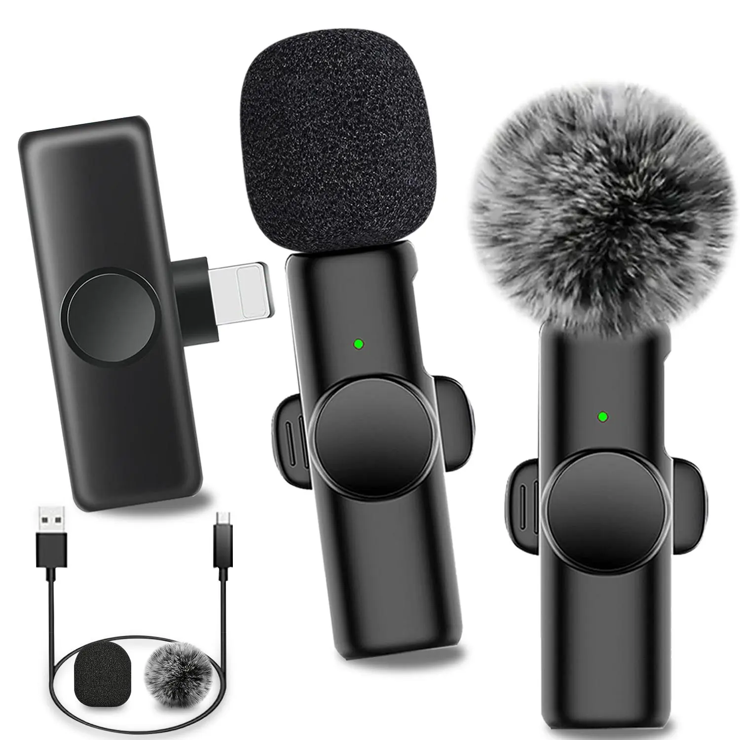 Wireless Lavalier Microphone, Cordless Mics, Portable Mic, USB Rechargeable Wireless Microphone, Noise Reduction Microphone for Video Recording, Interview, Podcast, Vlog, Audio, Live Streaming Equipment
