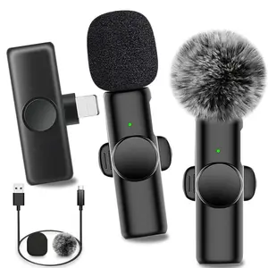 Wireless Lavalier Microphone, USB Rechargeable Wireless Microphone, Noise Reduction Microphone for Video Recording Interview Podcast Vlog, Audio