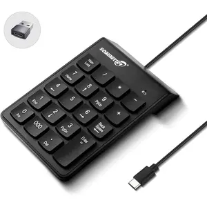 Type C Number Pad, USB Numeric Keypad 19  Plug & Play Financial Accounting Numpad Office  Portable Mini Keypad Slim Number Keyboard for Laptop Phone PC Tablet Notebook (Black)