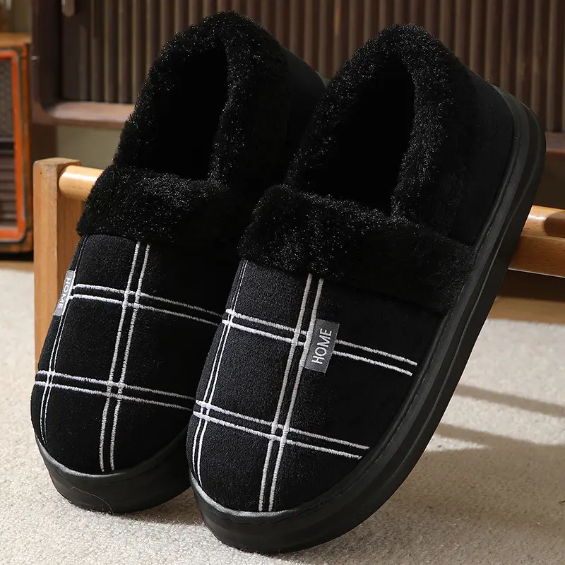 Plus Size House Slippers for Men Warm Plush Wide Width Fuzzy Slippers Soft Memory Foam Large Size Bedroom Slipper Indoor Outdoor Shoes Size 5.5-12