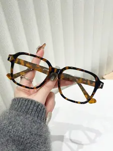 Leopard Pattern Eyeglasses, Anti-blue Light Eyeglasses for Women & Men, Fashion Eyeglasses for Work, Daily Clothing Decor, Perfect for Student Daily Use, Stylish Square Frames