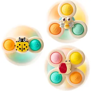 3-Piece Suction Cup Spinner Toys for 1-3 Year Old Boys & Girls - Spinning Sensory Toys for Toddlers 12-18 Months - First Birthday Gifts