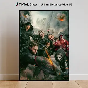 Thunderbolts Unframed Poster High Quality Action Battle Scene Wall Art for Game Room Office or Home Theater Decor for Superhero Fans
