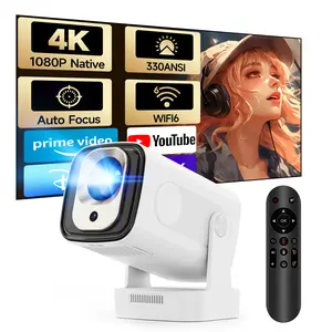 HY260 Pro Auto Focus Portable Projector with 4K Support 330ANSI Dual WiFi6 Wireless Bluetooth5.4 1080P Native Auto Keystone Correction Androdi 11 Allwinner H713 Built-in Speaker Intelligent Portable Home Cinema Movie Outdorr