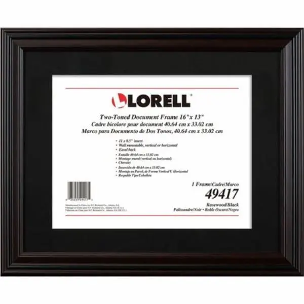 Lorell LLR49417 Thin Flat Rosewood Rectangular Framed Photograph Document Frame, 11x14 in, Black Home Decor, Framed Photograph Document Frames
