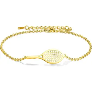 Tennis Racket Bracelet for Women Men Dainty Adjustable Tennis Racket Charm Layering  Bangle Bracelet Lover  Tennis Gifts for Women Men Players