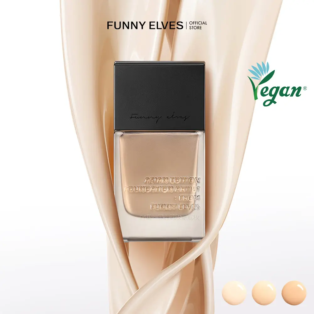 funny elves Soft Matte Long-Lasting Foundation for Adults, Silicon-Based Cosmetic with Buildable Coverage for All Skin Types, 25ml, Foundation Coverage