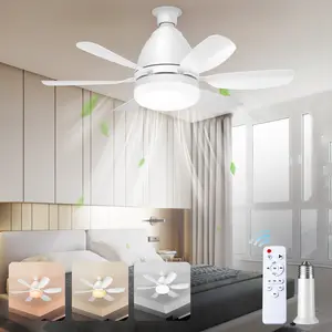 Cool Gadgets,Socket Fan Light Ceiling Fans with Lights and Remote, Dimmable LED 3 Colors 3000K-6500K, 1556 Lumens Light Bulb Screw in Ceiling Fan for Bedroom, Kitchen, Living Room, Closet Energy Efficient Indoor Spaces