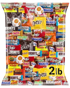 Chocolate Candy Variety Pack 2 LB Bulk Bag – Approx. 90 Individually Wrapped Treats – Assorted Milk & Dark Chocolate, Peanut Butter, Wafer & Coconut Mix – Perfect for Parties, Gifts & Sharing
