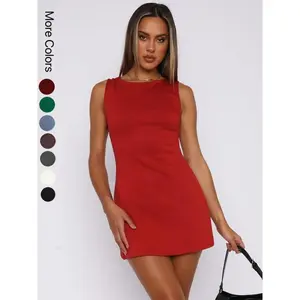 Women’s solid-color vest dress, elegant sleeveless party date dress, women’s summer outfit GARMENTARY