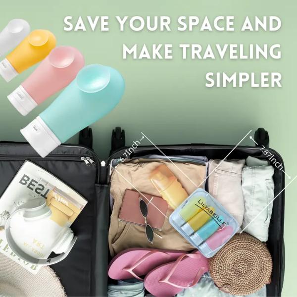 14 Pcs Travel Bottles for Toiletries Leak Proof, TSA Approved Travel Size Containers with Suction Cup, Refillable Travel Toiletry Accessories Shampoo Conditioner, 89ml