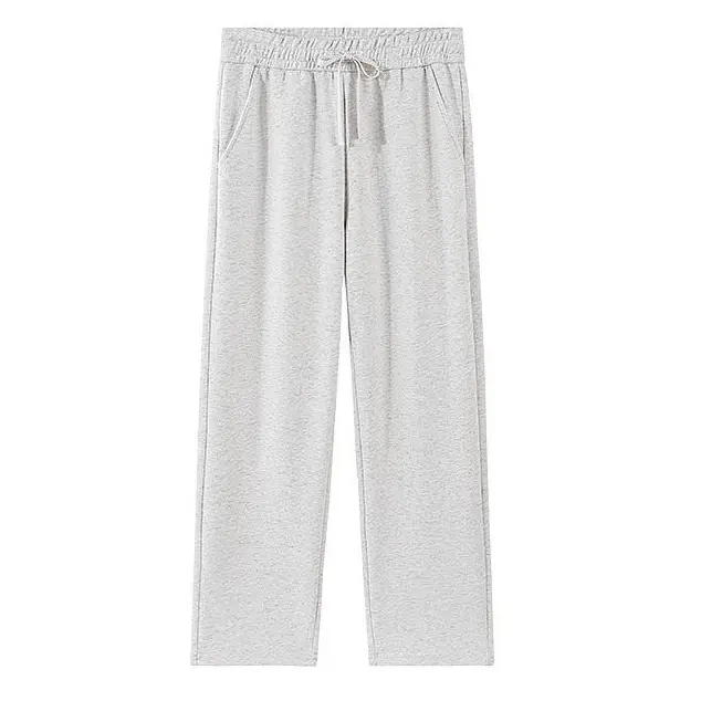 Minimalist plain black straight-leg sweatpants with elastic waistband, streetwear