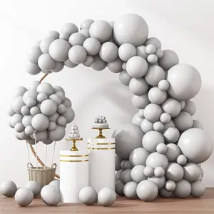 129Pcs Gray Balloons Different Sizes 18 12 10 5 Inches Matte Grey Latex Balloon Garland Arch Kit For Birthday Party Graduation Baby Shower Wedding Holiday Decoration