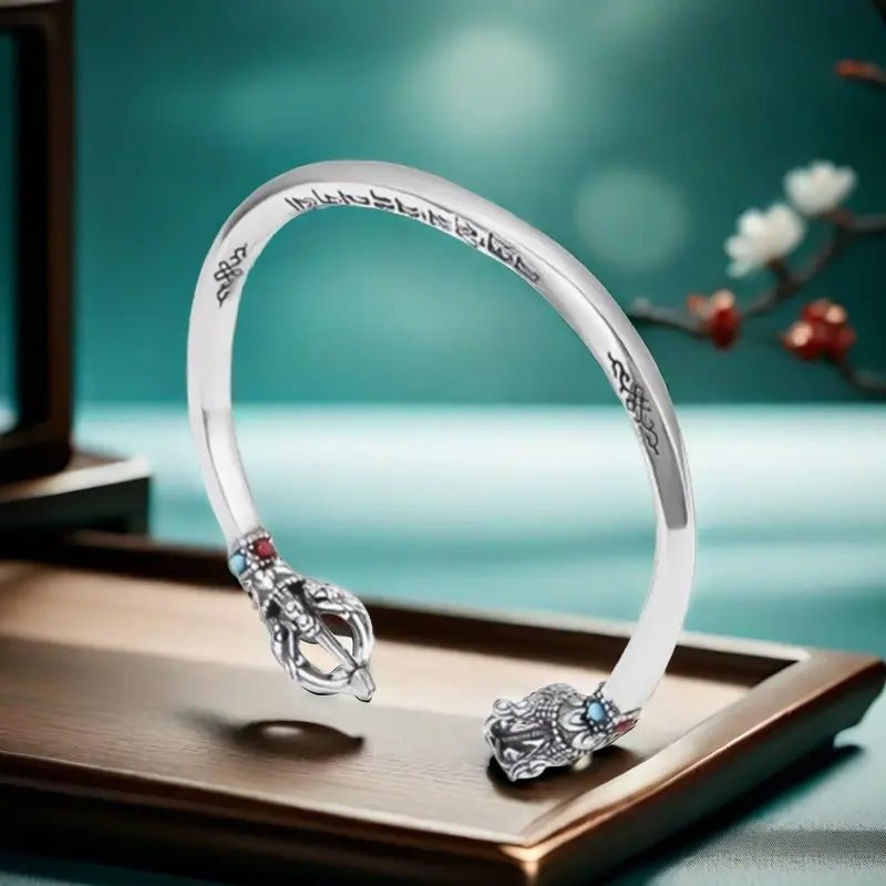 Full Silver s925 Bangle Sterling Silver bangle Men's open bangle can be freely adjusted size for boyfriend's birthday holiday gift Silver weight 32g / 1.12oz