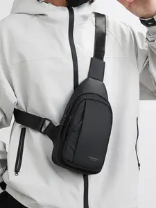 1pc Men's chest bag, Zipper fanny pack, Zipper belt bag, Bum bag, Bumbag, solid color crossbody bag, adjustable shoulder strap, zipper closure, wear-resistant fabric, suitable for daily commuting, shopping, gatherings, short distance travel