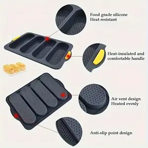 1 baguette baking pan mold, 4 wavy bread baking pans, hot dog roasting tools, hamburger and toast baking pans. Suitable for homemade bread and sandwiches, baking tools, kitchen accessories, and baking utensils for Halloween, Christmas, and Thanksgiving.