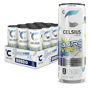 CELSIUS ASTRO VIBE Sparkling Blue Razz, Sugar Free Energy Drink, 12 Fl Oz (Pack of 12)