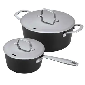 Alva Maestro 2-Piece Lightweight Aluminium Ceramic Nonstick Cookware Set - 4.5QT Stock Pot, 2QT Saucepan with Lids, PTFE/PFOA/PFAS-Free, Induction & Oven Safe, Even Heating, Easy to Clean, Dishwasher Safe