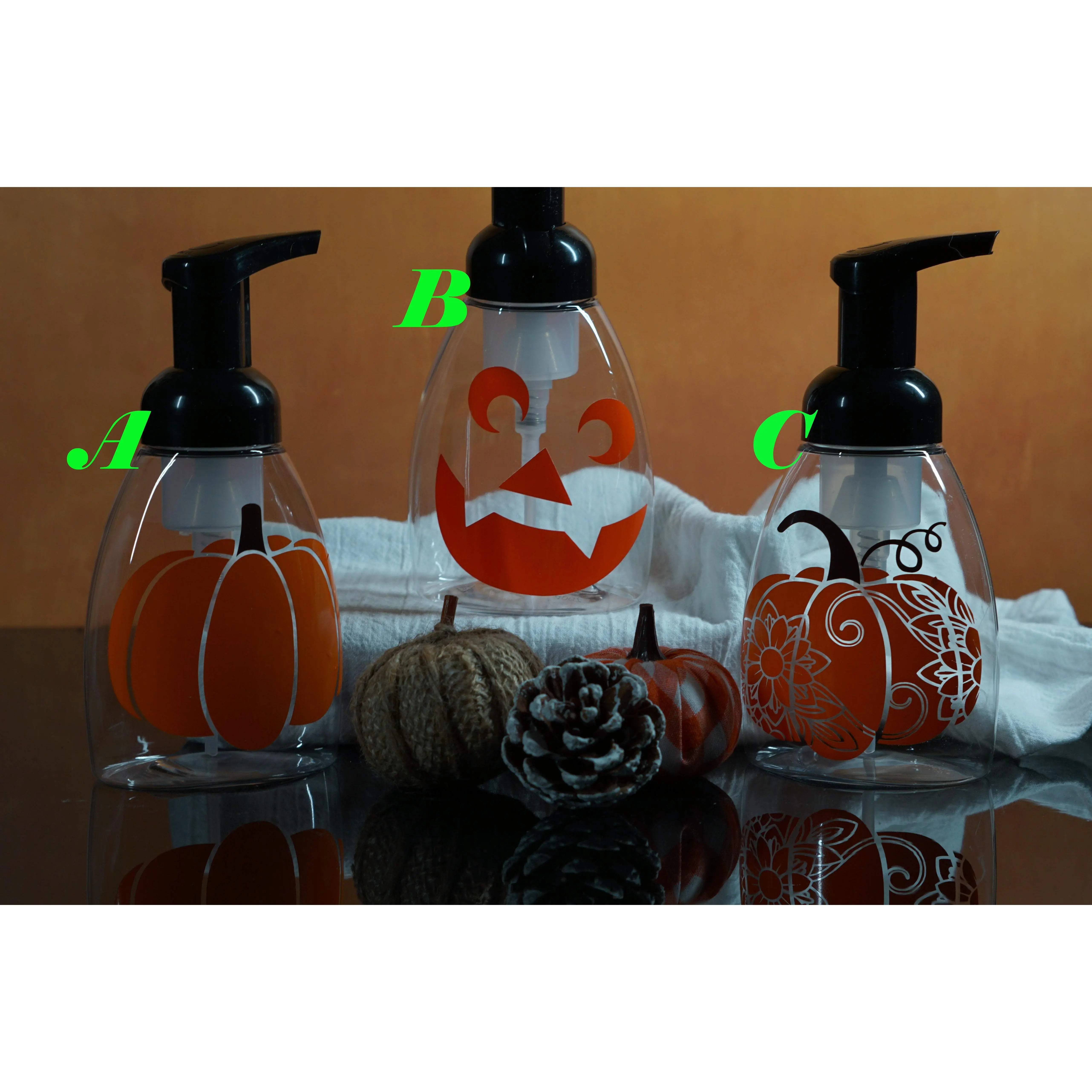 Ghost & Pumpkin Handmade Halloween Soap Dispensers Filled with Your Choice of Handmade Foaming Soap