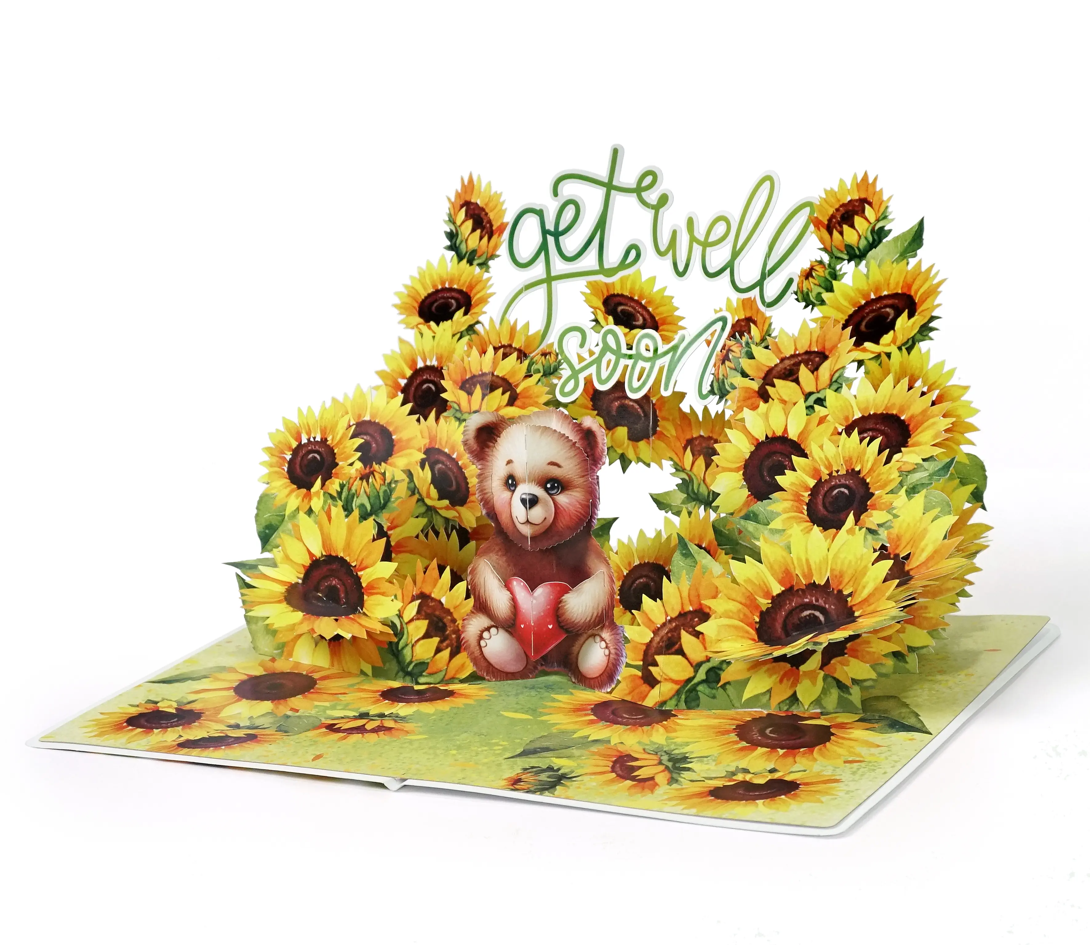CUTPOPUP Sunflower & Bear Pop-Up Get-Well Card with Envelope - Post-Surgery Get-Well Wish Card for Adults (SD254US)