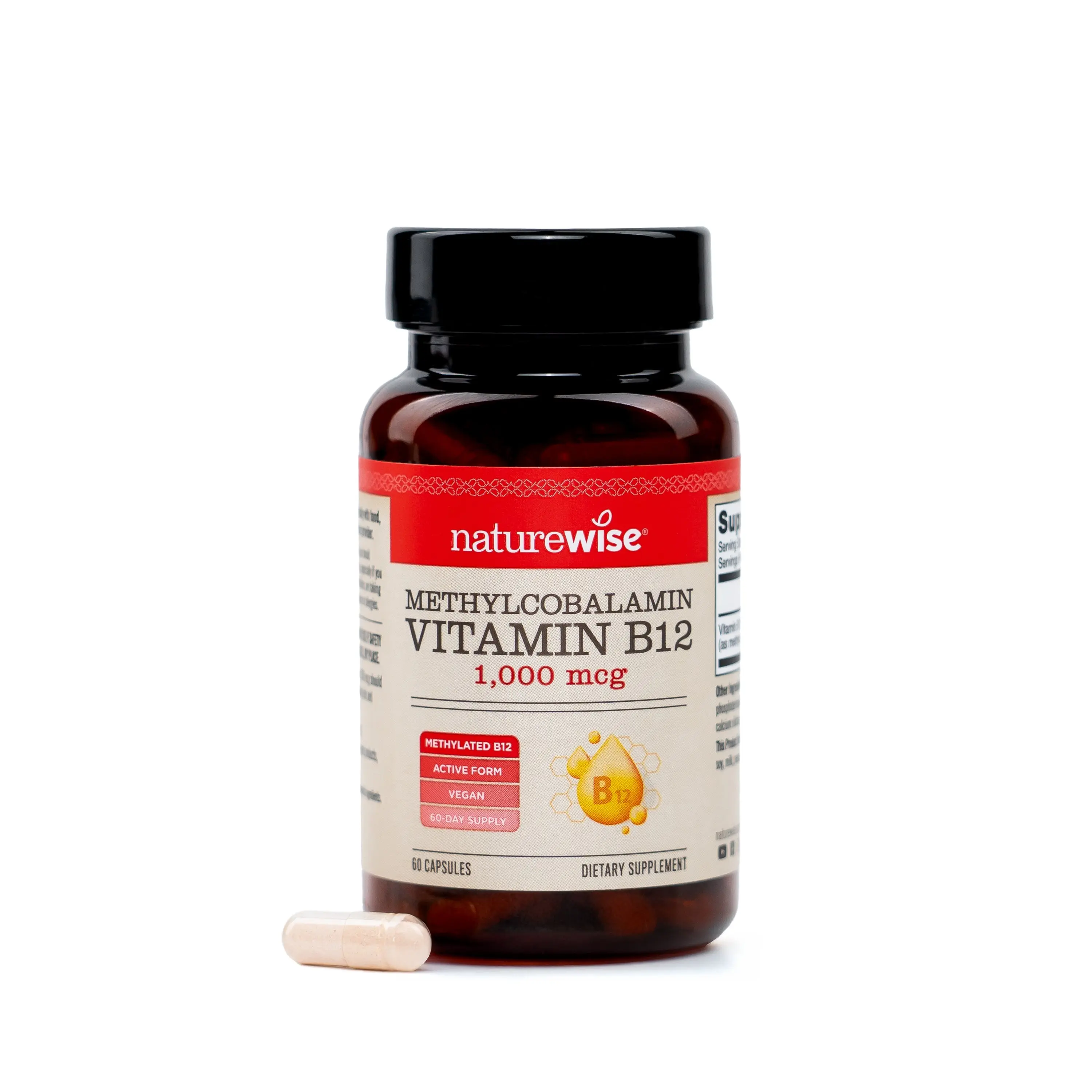 NatureWise Vitamin B12 Methylcobalamin - Active Form for Ultra Absorption - 1000mcg Methylated B12 for Energy, Nerve & Heart Support - Non-GMO, Vegan, USA Manufactured