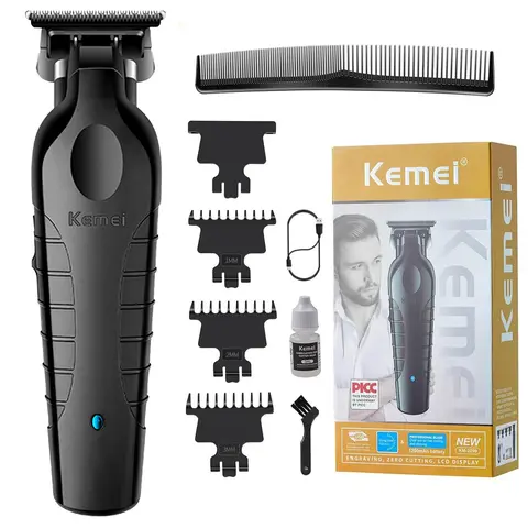 KEMEI 2299 Professional T-Blade Fast-Charging Cordless Clippers for Men - Barber Equipment, Adjustable Guard, Battery-Powered Handheld, Beard Shaping, Buzzcut Hair Trimmers & Clippers, Home Haircut Tool, Halloween Gift (Beauty & Personal Care Appliance),