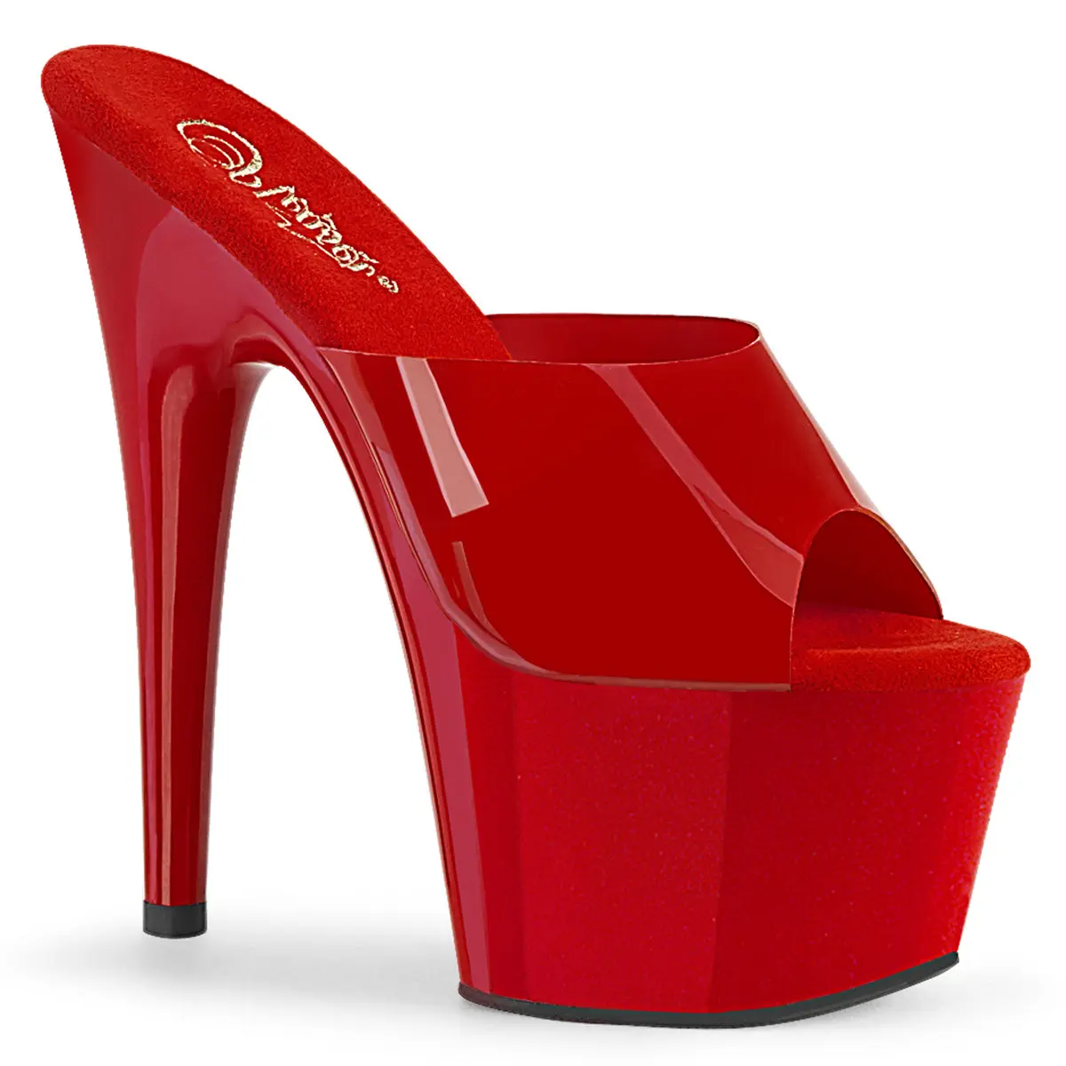 ADORE-701N Red Jelly Shoes - Comfortable High Heels, Slip On Slide Sandals with a 7-in Stiletto and 2.75-in Platform for Performance, Women, Footwear, Stylish, Comfortable Heels, Statement Shoes, Platform Sole, Heeled