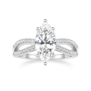 EAMTI 3CT 925 Sterling Silver Engagement Rings Marquise Cut Solitaire Cubic Zirconia CZ Wedding Promise Rings for Her Wedding Bands for Women