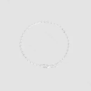 Sterling Silver Moon Cut Ball Chain Bracelet - 3mm