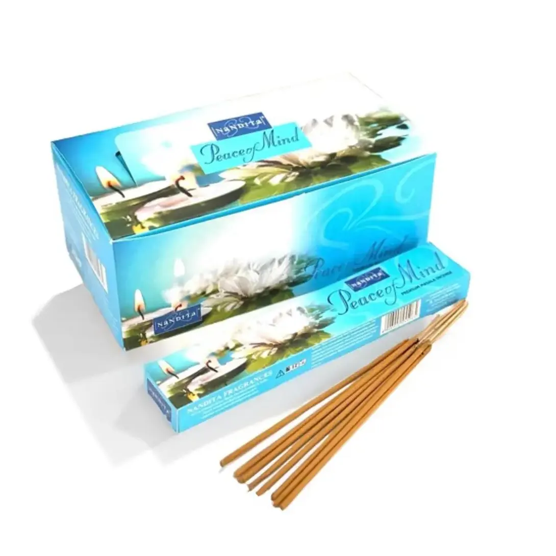 Nandita Peace of Mind Aroma Incense Sticks - 15g x 12 Packs, 24-Month Shelf Life, Non-Aerosol Certified Safe, Calming Home Fragrance for Stress Relief, Anti-Stress & Anxiety Relief Incense, Peaceful Ambiance