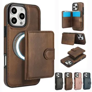 2 in 1 Magnetic Card Case Drop Protective Case, Multi-functional Leather Magnetic Card Case Drop Protective Case for iPhone