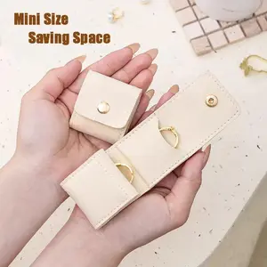 Jewelry Roll Organizer 3PCS Felt Set - Foldable Travel Jewelry Case with 4 Compartments - Rose Gold Snap Closure - Portable Anti‑Scratch Storage Pouch for Rings Earrings Necklaces Boxes storage organization room storage