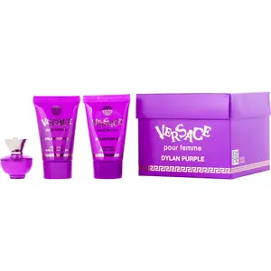 Versace Dylan Purple Set-Eau De Parfum 0.17 Oz Mini & Body Lotion 0.8 Oz & Bath & Shower Gel 0.8 Oz For Women