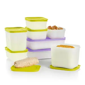 Tupperware Freezer Mates Plus Airtight Containers Set with Color Control Technology & Stain Guard for Meal Prep Kitchen Supplies Freezer Safe Storage