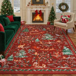 【TikTokShopHolidayHaul】Lahome Christmas Rug Runners for Hallways,Kitchen Rugs Non Slip Washable Entryway Carpet Runner,Soft Christmas Tree Santa Claus Runners for Bathroom Holiday Decor