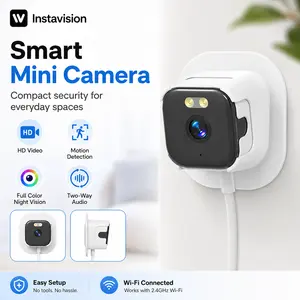 Instavision WiFi Window Security Camera, Plug-In Indoor Camera with HD Video, Full Color Night Vision, Motion Detection Alerts, Two-Way Audio, OKAM App Control, 2.4GHz WiFi