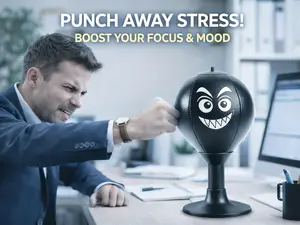 Desktop Punching Bag, Stress Buster with Suction Cup for Office Table and Counters, Heavy Duty Stress Relief Ball, Desk Boxing Punch Ball, Funny Toys for Kids Coworkers and Friends