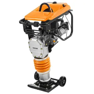 fathersdaygift VEVOR Jumping Jack Compactor, 6.5 HP Vibratory Rammer Fuel-Powered 196 cc Engine Tamper, 3600 lbs Impact Force, 26 Max Compaction Depth, for Soil, Gravel, Footings, Concrete Slabs, and Foundations