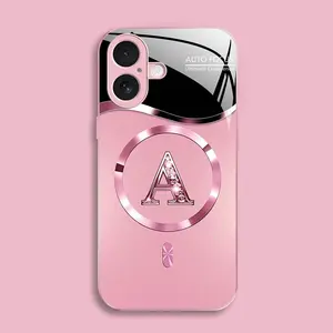 Suitable for [iPhone 17] high-end MagSafe phone case🥰, Luxury Personal Initial Magnetic Case Viral Bling Diamond Letter Cover #SummerVibes 952