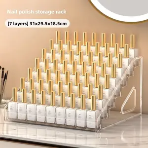 Multi Layer Nail Polish Rack, Step Style Clear Acrylic Storage Shelf, Nail Salon Cosmetic Organizer, Display Stand for Cosmetics