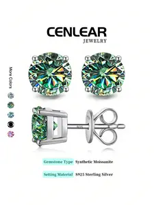 Elegant S925 Silver Color Moissanite Stud Earrings, Perfect Gift for Women, Ideal for Birthdays & Anniversaries, Stud Earring Jewelry
