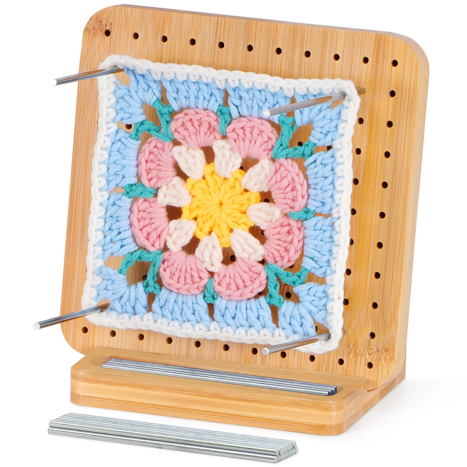 Lifewit Bamboo Crochet Blocking Board with Pegs & Steel Pins - Ideal for Knitting & Crochet Projects - Handmade Crafts & Handicraft Tools summerwins
