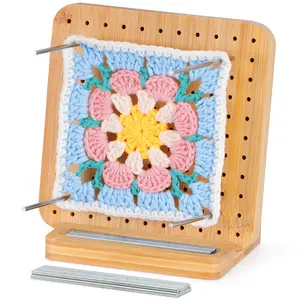 Lifewit Bamboo Crochet Blocking Board with Pegs & Steel Pins - Ideal for Knitting & Crochet Projects - Handmade Crafts & Handicraft Tools