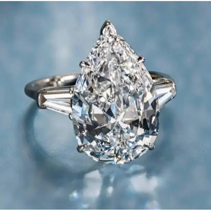 Luxury Water Drop 6ct Lab Diamond Ring 925 sterling silver Engagement Wedding band Rings for Women Bridal Fine Party Jewelry