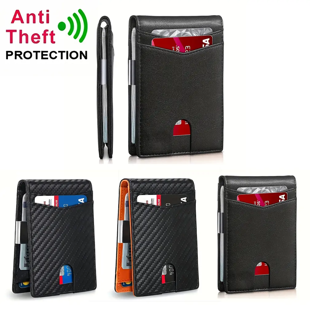 Ultra-Thin Microfiber RFID Blocking Men's Bifold Wallet with 12 Card Slots, Money Clip, ID Window, Minimalist Design, Large Capacity, Easy Carry, 2 PCS