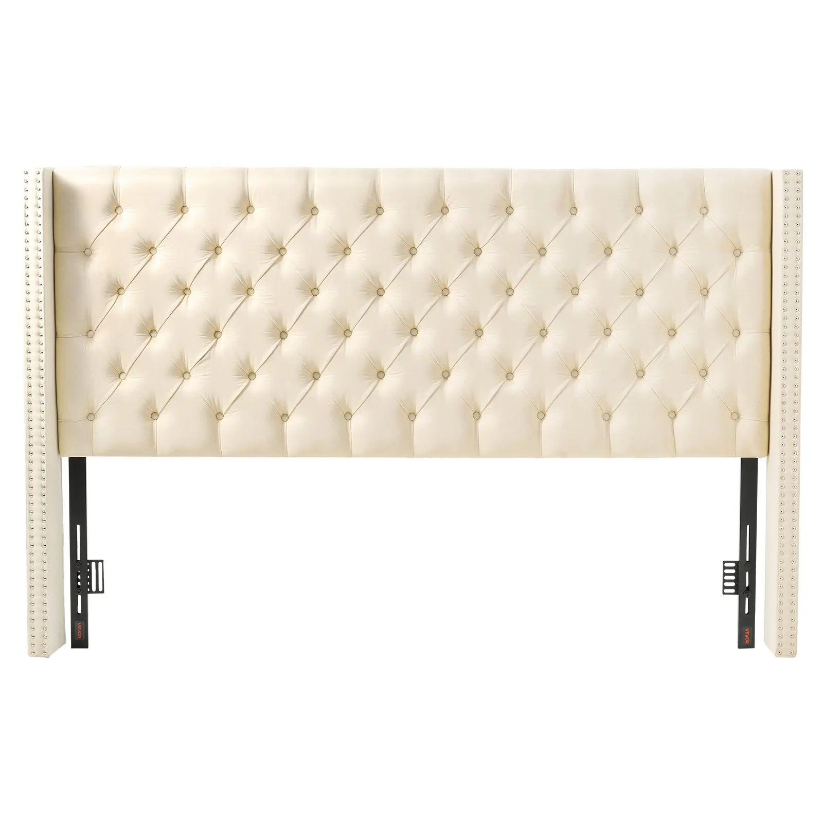VEVOR Linen Height Adjustable Headboard - King Size, 84.1 in W x 8.27 in D, 54.33-60.24 in H, Diamond Tufted, Carbon Steel Legs, Washable, Freestanding, Assembly Required, Ideal for Bedroom