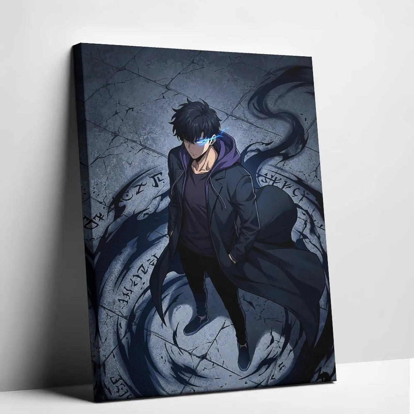 Solo Leveling Sung Jinwoo Canvas Wall Art, Shadow Monarch Anime Hd Print, Korean Manhwa Action Artwork, Vibrant Home Decor for Bedroom & Manhwa Fans, Modern Interior Wall Decoration Piece